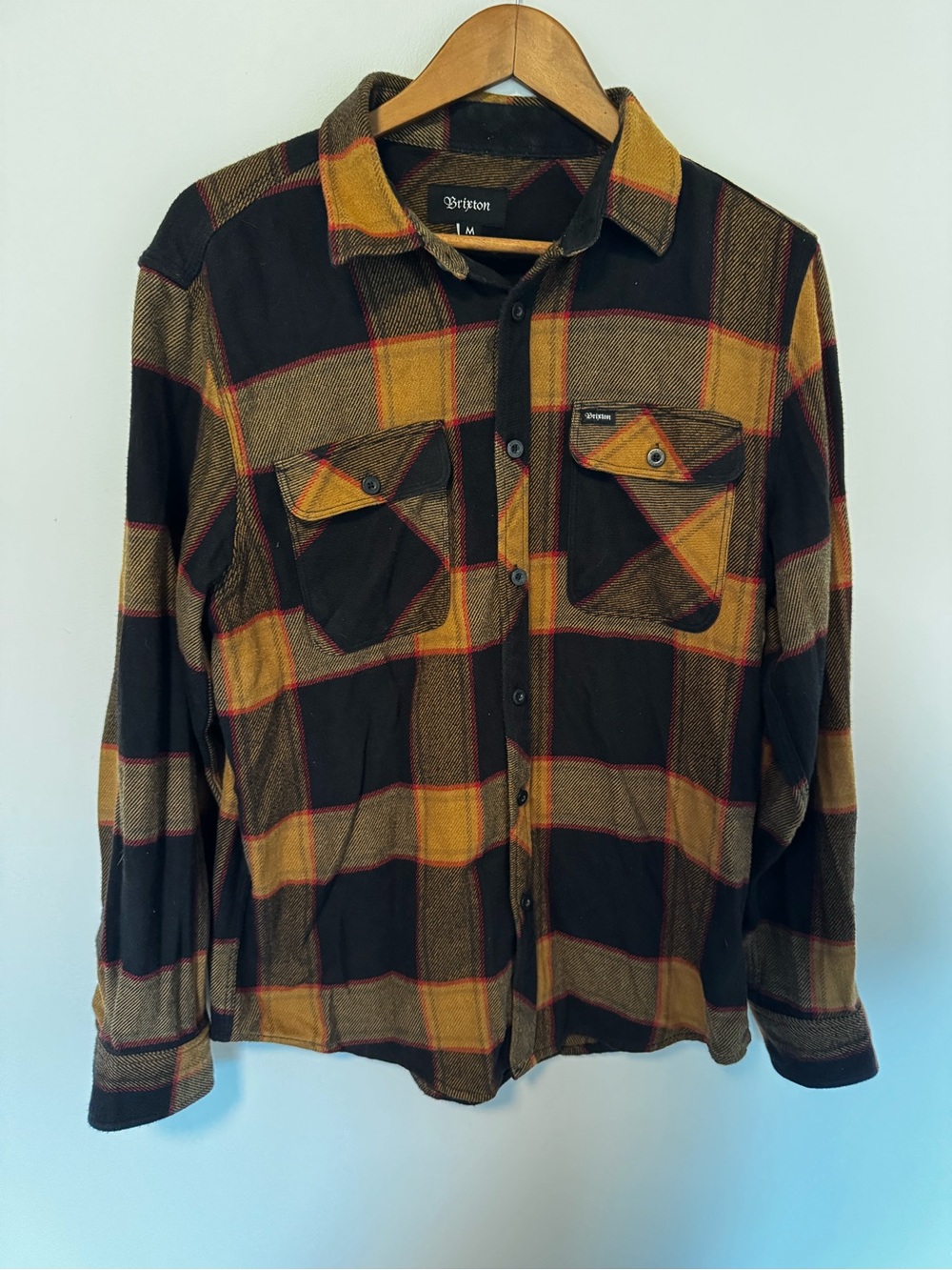 Brixton Black, Mustard & Red Plaid Button-Up Shirt